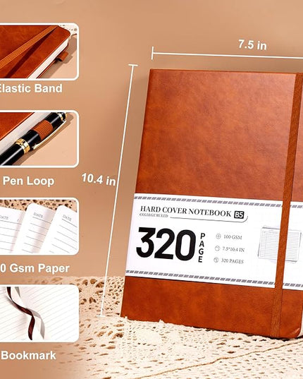 CAGIE Journal Notebook for Men Women Brown- B5 Large Journaling Notebooks Journals Leather for Writing Work Diary Hardcover Thick