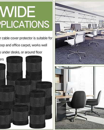 WILLBOND Carpet Cord Cover Cable Protector Floor Cover Cable Protector Management Only for Commercial Office Carpet(196.85 ft,Black)