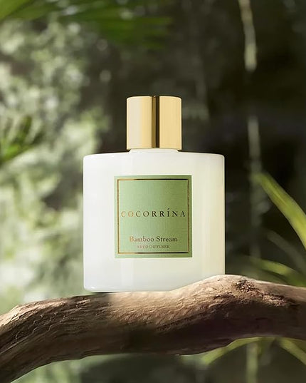 Cocorrína Reed Diffuser - Bamboo Stream Scented Diffuser with 8 Sticks Home Fragrance Reed Diffuser for Bathroom Shelf Decor
