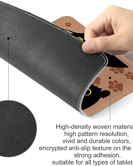 3 Black Cats Square Mouse Pad,Non-Slip Rubber Base Mouse Pad,Home Office Decoration Desktop Accessory,Laptop Mouse Pad for Office Laptops, 9.4x7.8x0.12inch.
