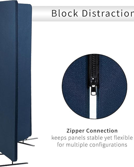 VIVO Freestanding 72 x 66 inch Privacy Panel, Cubicle Divider, Acoustic Wall Partition, x3 24 inch Panels, Navy Blue, PP-3-T072NB