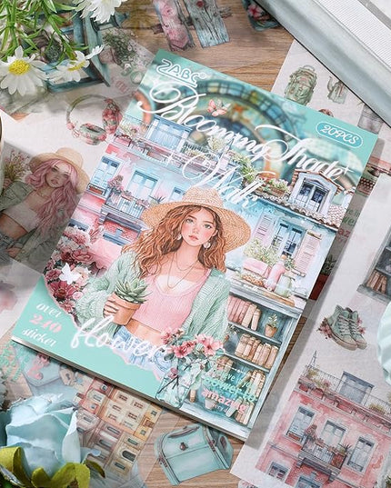 Auguro Scrapbooking Stickers 20 Sheets Pre-Cut 200 washi Stickers PET People Sticker Books for journaling Scrapbook Supplies Transparent Journal Sticker