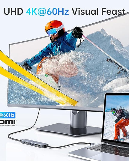 USB C Hub HDMI Adapter for MacBook Pro/Air, 7 in 1 USBC Dongle with HDMI, SD/TF Card Reader, USB C Data Port,100W PD, and 2 USB 3.0 Compatible for MacBook Pro/Air, Dell XPS, Lenovo Thinkpad.