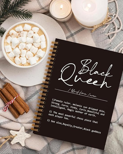 QUICQOD Black Queen Definition Notebooks,Journaling Notebook Gifts for Women Black Teacher Friend,Inspirational Positive Hardcover Spiral Notebook 5.5x8.3