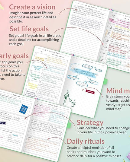 GoGirl Planner and Organizer for Women – A5 Size Weekly Planner, Goals Journal & Agenda to Improve Time Management, Productivity & Live Happier. Undated – Start Anytime, Lasts 1 Year – Mint Green