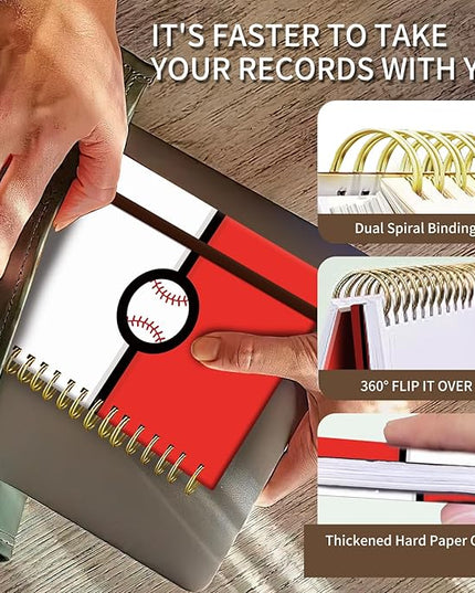 Spiral Journal Notebook, A5 Cute Notebooks for Women Men, College Ruled Hardcover Notebook for Work & Note Taking, 60 Pages Double-Wire Journals for Writing (white red ball)