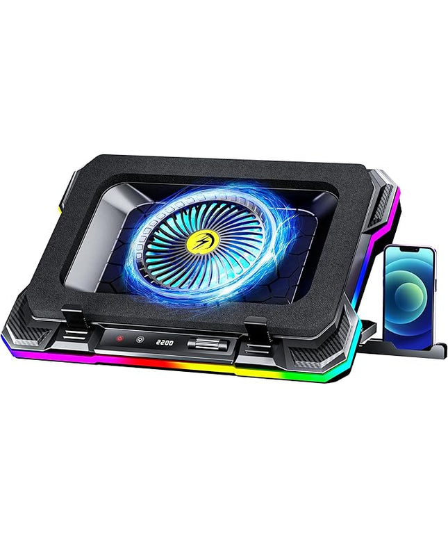 KeiBn Gaming Laptop Cooling Pad, Laptop Cooler with 5.5inch Cooling Fan, Rapid Cooling Fan Laptop 15.6-19.3inch, Infinitely Variable Speed, 7 Height Stands, 2 USB Ports-K1 5V