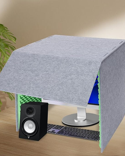 Desktop Soundproof Cover, Portable Vocal Recording Booth Isolation Booth Small Music Recording Studio Vocal Sound Absorbing Shield Sound Proof Foam Panels for Offices,Home,Recording Studios (Green)
