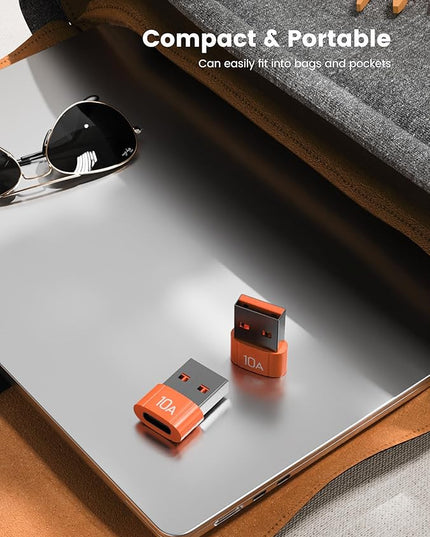 20Pack 200W USB C to USB Adapter, with Fast Charging & 480MB Data Transfer, USB C Converter for Apple Watch Ultra iWatch Series 8 7,iPhone 16 15 Plus Pro Max,Orange