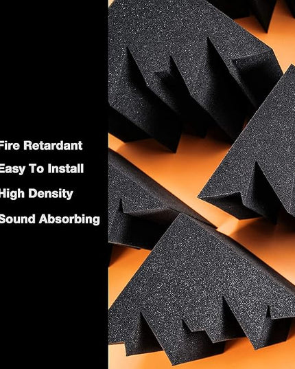 Sonic Acoustics 12 Pack Acoustic Foam Panels 7" X 7" X 12" Sound Absorbing Panel, Bass Trap Studio Foam, Corner Block Finish, Sound Panels Soundproof Sound Insulation Absorbing