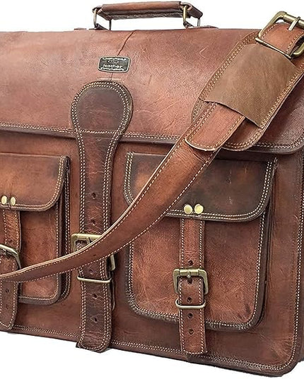 Cuero DHK 16 Inch Vintage Handmade Leather Messenger Bag Laptop Briefcase Computer Satchel Bag for Men & Women (16 Inch Medium)
