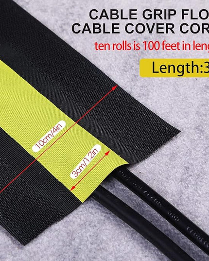 WILLBOND Carpet Cord Cover Cable Protector Floor Cover Cable Protector Management Only for Commercial Office Carpet(98.43 ft,Yellow and Black)