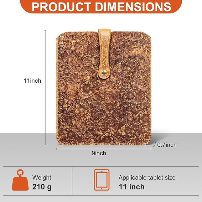 Leather case with Pencil for ipad pro 11 inch (2022/2021/2020/2018) Holster, Ipad Air 10.9",M2 2024,Air5/4 2022/2020 Genuine Leather, Compatible with ipad 10,Galaxy Tab S9/S9 FE Bag Brown