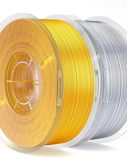 ELEGOO Silk PLA Filament 1.75mm Gold & Silver Grey 2KG, 3D Printer Filament Dimensional Accuracy +/- 0.02mm, 2 Pack 1kg Spool(2.2lbs) 3D Printing Filament Fits for Most FDM 3D Printers