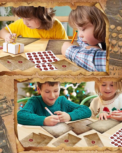 TaoBary 160 Pcs Stationery Paper Set 50 Double Sided Stationery Papers with 50 Matching Envelopes and 60 Round Dot Sticker, 10 Design(Vintage Antique,5.5 x 8.25 Inch)