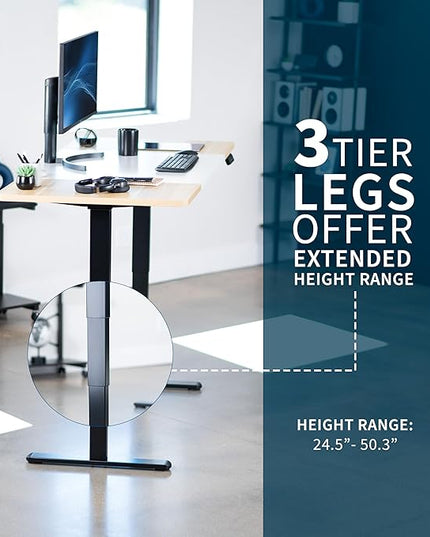 VIVO Electric 71 x 30 in Dual Motor Sit Stand Desk, Memory Height Adjustment, 2B Series, White and Light Wood Top, Black Frame, DESK-KIT-2B7WC