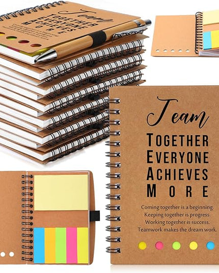 Jetec Inspirational Notebooks Bulk Spiral Notebook with Sticky Notepad Motivational Pens Valentines Day Gifts for for Employee Coworker Nurse Staff Teacher Nurse Volunteer(12 Sets,Team)
