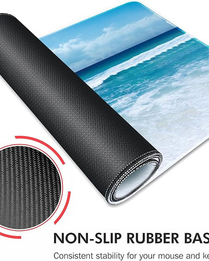 Galdas Gaming Mouse Pad XXL XL Large Long Extended Big Mousepad Non-Slip Rubber Keyboard Mouse Pad with Stitched Edges for Laptop Home Office (31.5x11.8x0.08 Inch) … (Wave 2025)