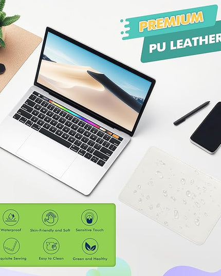 Mouse Pad, PU Mouse Pad，Leather Mouse Pad with Stitched Edge Micro-Fiber Base with Non-Slip Waterproof，Mouse Pad for Computers，Laptop, 8x11Inch (Lily White)
