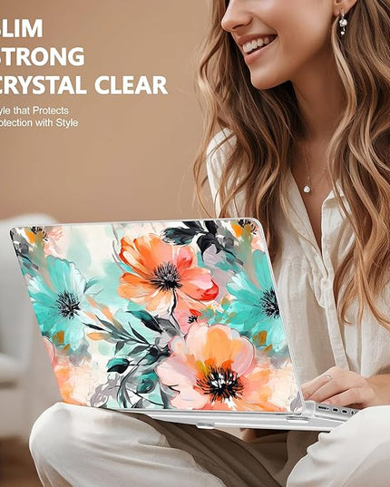 May Chen Case for MacBook Pro 14 inch, Models A2442 A2779 A2918 A2992 A3401 A3185 A3112 A3434, M1 M2 M3 M4 M5 Chip (2021-2025 Release), Plastic Hard Shell Case with Keyboard Cover, Floral Water
