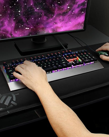 ENHANCE XXL Large Mouse Pad for Desk with 2XL Ergonomic Memory Foam Wrist Rest Support (31.5 x 13.78 x 1 inches) - Desk Pad with Anti-Fray Stitching & Soft Cushion Mat Surface, Designed in The U.S.