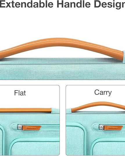 MOSISO 360 Protective Laptop Case 13.3 inch, 13-13.3 inch Laptop Sleeve Compatible with MacBook Air/Pro 13 / Pro 14,HP Dell Acer ASUS,Side Open Carrying Case with 4 Zipper Pockets&Handle, Aqua Green