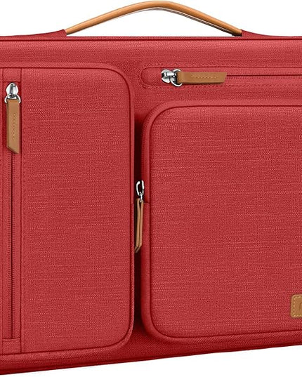 MOSISO 360 Protective Laptop Case 13.3 inch, 13-13.3 inch Laptop Sleeve Compatible with MacBook Air/Pro 13 / Pro 14,HP Dell Acer ASUS,Side Open Carrying Case with 4 Zipper Pockets&Handle, Red