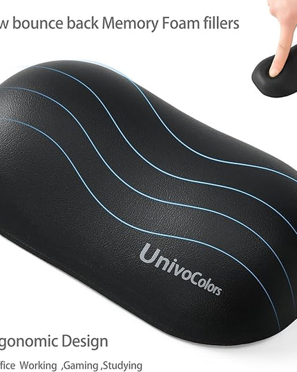 UnivoColors Design-Wave Wrist Rest, Artificial Sheepskin+Memory Foam+Ergonomic+Anti-Slip Gel, Resilience Support During Work and Gaming,Mouse Accessory,Black