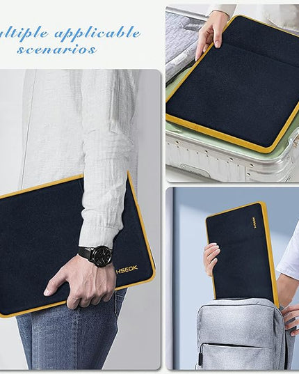 Slim Laptop Case 13.3 14 inch Sleeve, Rainproof & Shockproof Carrying Case for Notebooks Compatible with MacBook Pro 14" and All Models 13.3" MacBook Air/Pro, Most Popular 13"-14" PC,Black-Yellow