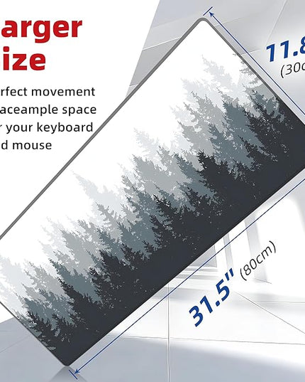 Galdas Gaming Mouse Pad Forest Background Pattern XXL XL Large Mouse Pad Mat Long Extended Mousepad Desk Pad Non Slip Rubber Mice Pads Stitched Edges Thin Pad 31.5x11.8x0.12 Inch,Tree