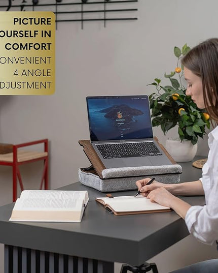 Vigo Wood Lap Desk for Laptop - Laptop Tray with Cushion, Portable Lap Desk for Lap, Adjustable Lapdesk, Couch Lap top Table for Work, Ergonomic Lap top Stand for Bed