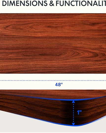 FLEXISPOT EN2 Whole-Piece Standing Desk with Clamp Power Strip, 48 x 24'' Electric Stand Up Height Adjustable Desk with Cable Management (Gray Frame + 48" Mahogany Top, 2 Packages)