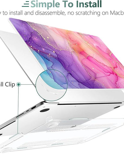 DONGKE Case for M5 MacBook Pro 14 inch 2025 2024-2021 M4 M3 M2 M1, Plastic Hard Shell Cover Compatible with A3434 A3112 A3401 A3185 A2992 A2779 A2442, Retina XDR Display & Touch ID, Marble Ink