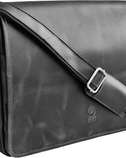 Leather Messenger Bag for Men 16" Full Grain Leather Laptop Bag Vintage Crossbody Office Satchel Travel Shoulder Bag