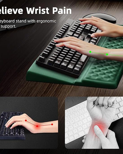 Ospelelf Keyboard Wrist Rest Pad, Comfy Ergonomic Keyboard Stand Riser Holder, Computer Wrist Support Cushion forTyping, Green