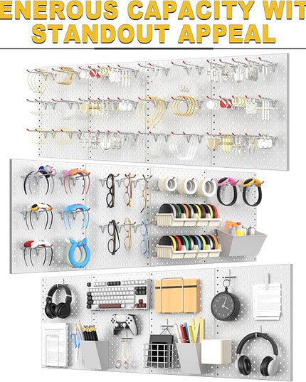 Ultrawall Metal Pegboard Panels, Pegboard Wall Organizer, Peg Boards for Wall, Garage Tool Storage Organization, 12"X16", 4pcs, Gray