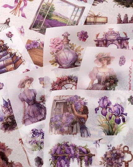 Auguro Vintage Ephemera Sticker 24 Sheets precut 300 washi Stickers Paper Girls Journal Stickers for Adults Junk Journal Sticker Book Scrapbooking Supplies