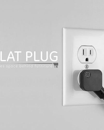 GE 3-Outlet Power Strip Mini Extension Cord with Multiple Outlets 5 Inch Braided Short Cord Extension Cord Grounded Flat Plug Extension Cord ETL Listed 2 Pack Black 53240