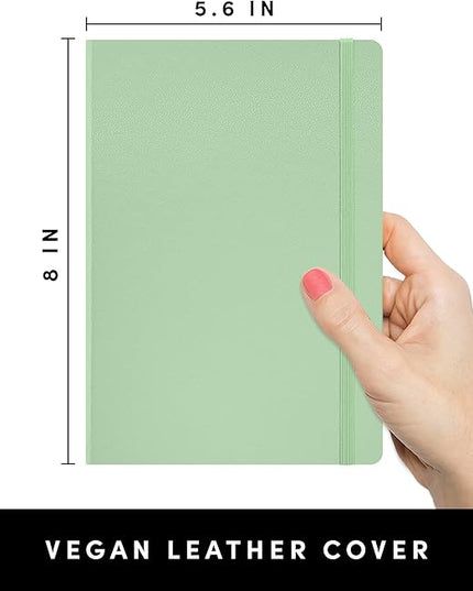 PAPERAGE Lined Journal Notebook, (Sage Green), 252 Pages, Medium 5.6 in x 8 in - 100 GSM Thick Paper – Hardcover Journaling Notebook for Work, School & Note Taking