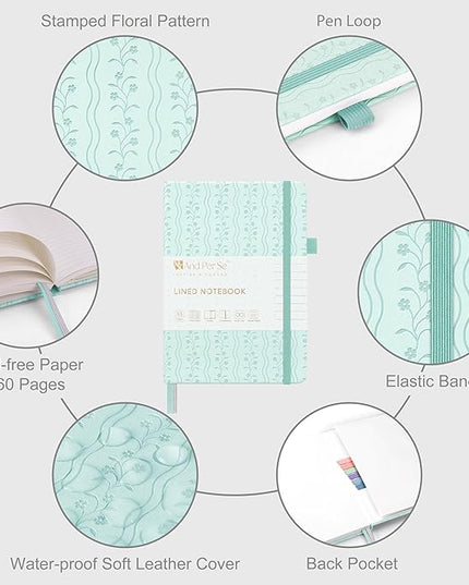 &And Per Se Lined Journal Notebook for Women&Men with Pattern, 160 Pages 100GSM Thick Paper, A5 Hardcover Journals for Writing(1 Pack, Light Blue)