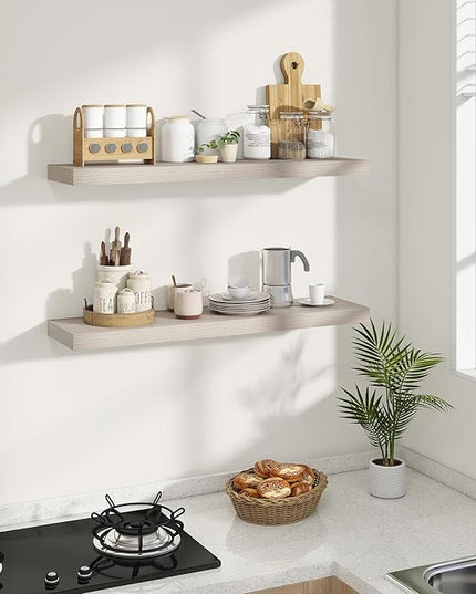 Dreamland 36 Inches Floating Shelves for Wall, 8" Deep Long Floating Shelves Set of 2, Large Display & Storage Shelf, Wall Shelf for Bathroom Bedroom Living Room Kitchen Office, Grey