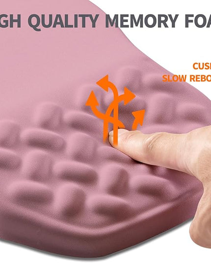 Ergonomic Slope Mouse Pad Wrist Support, Wrist Rest Mousepad for Carpal Tunnel Pain Relief with Massage Bulge and Slow Rebound Memory Foam (12x8 inch, Dark Pink)