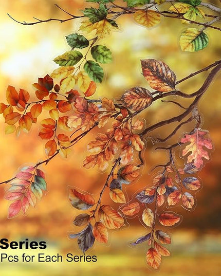 AuriicLeaf Foliage PET Sticker Set, 150PCS Leaf and Branch Stickers for Scrapbooking, Journaling, DIY Crafts, and Art Supplies