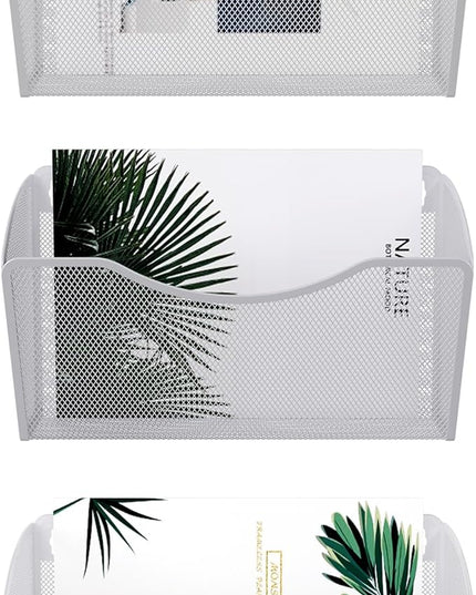 EasyPAG 3 Single Pocket Wall File Organizer, Mesh Hanging File Folder Organizer for Letter/A4 Size Folders, Wall Mounted Vertical Mail Holder for Paperwork, Office, Home, School, White