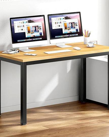 DlandHome Large Computer Desk, Composite Wood Board, Decent and Steady Home Office Desk/Workstation/Table 54.3inch Teak Black