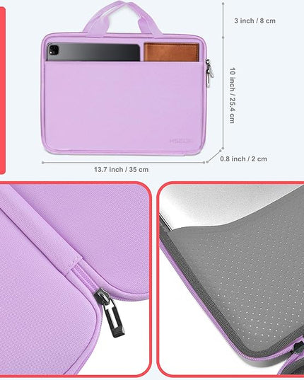 Hseok Laptop Case 13.3-14 inch Briefcase Handbag, Water-Resistant and Shockproof Computer Sleeve Compatible with MacBook Pro 14", Mac Air/Pro 13.3" and 13"-14" Notebooks Chromebooks,Purple