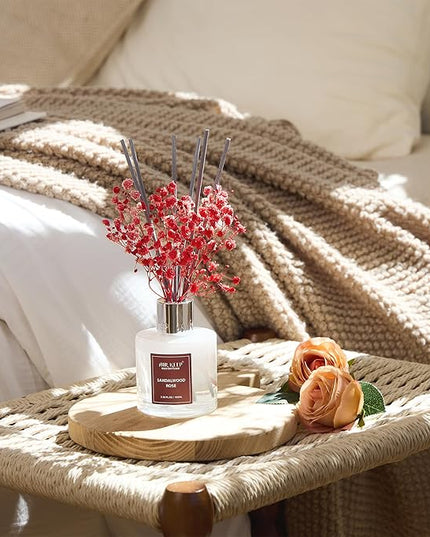 Airkeep Reed Diffuser Set,3.38 fl oz (100 ml) - Sandalwood Rose Oil Diffusers with 8 Reed Sticks,Home Fragrance Reed Diffuser for Bathroom Shelf Decor