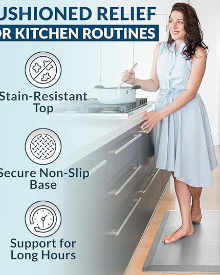 ComfiLife Anti Fatigue Floor Mat – 3/4 Inch Thick Kitchen Mats for Floor, Standing Desk Mat, Kitchen Rug – Comfort at Home, Office – Durable – Stain Resistant – Non-Slip Bottom (20" x 32", Silver)