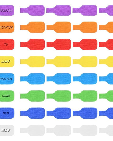 32 Pcs Cable Labels, Cord Labels for Electronics Multi Color Wire Cable Tags for Computers Cable Management and Identification
