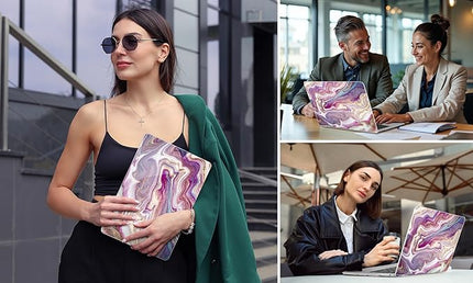 DONGKE Compatible with MacBook Pro 13 inch Case 2024 2023-2020 Release A2338 M2/M1 A2251 A2289 with Retina Display & Touch ID, Plastic Hard Shell & Keyboard Cover & Screen Film - Marbling Art